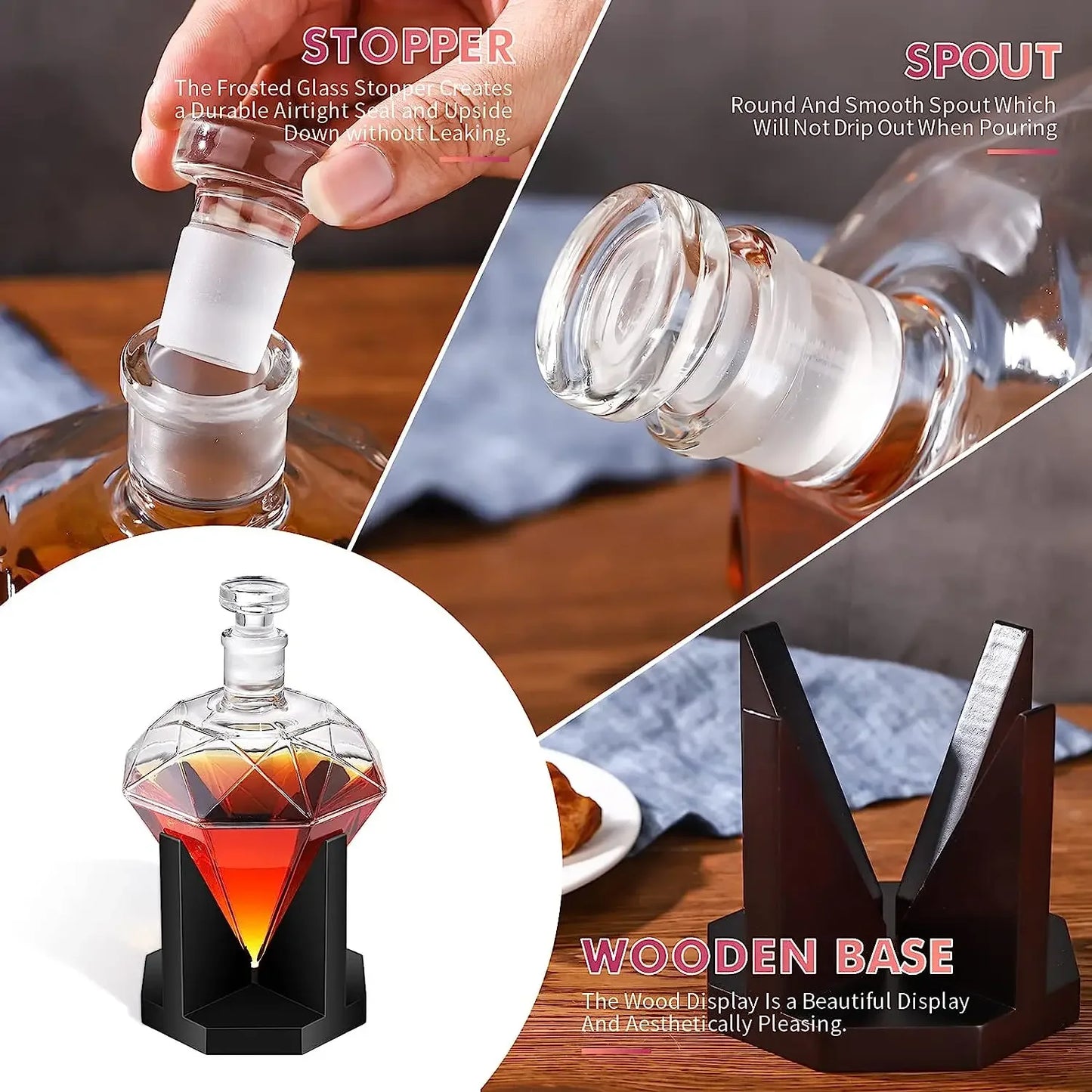1000ml Whiskey Decanter Glass Diamond